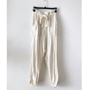 H&M Cream Striped Linen Palazzo Pants
